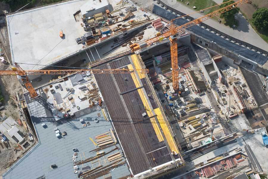 aerial view of large construction site